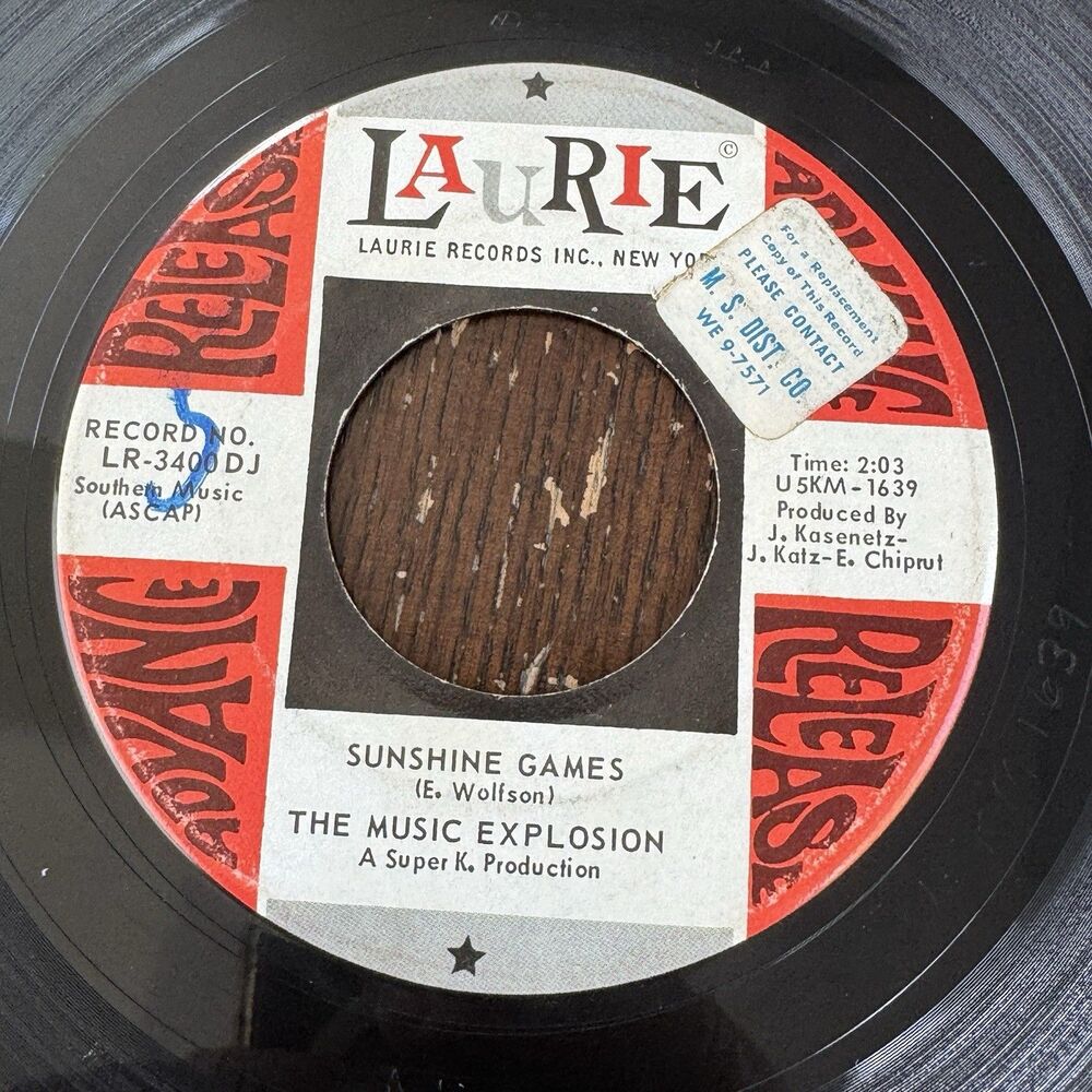 The Music Explosion Advance Release 45 Sunshine Games / Can’t Stop Now VG+ DJ